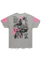Kammile Grey/Pink Oversized T-Shirt