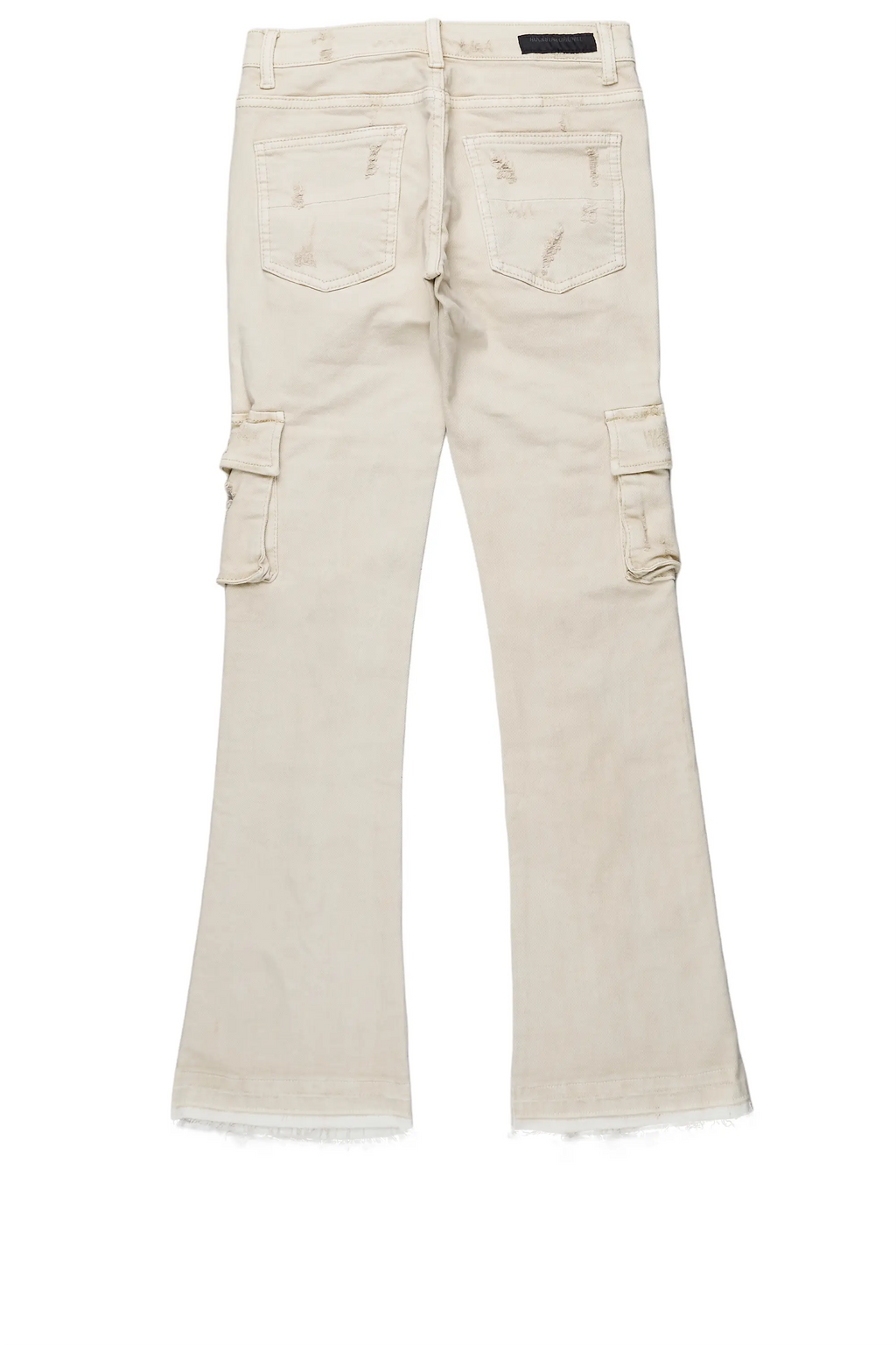 Boys Zaire Beige Cargo Super Stacked Flare Jean