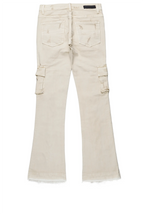 Boys Zaire Beige Cargo Super Stacked Flare Jean