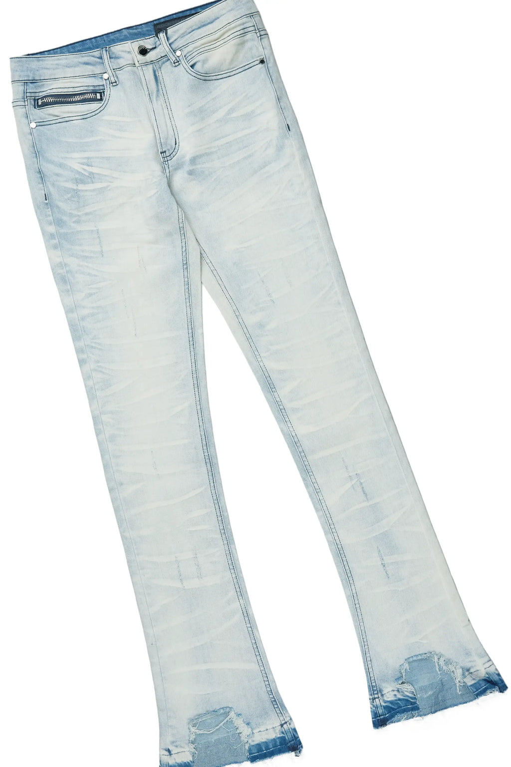 Pello White Oversized T-Shirt & Lakyn Light Blue Stacked Flare Jean Bundle