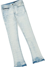 Pello White Oversized T-Shirt & Lakyn Light Blue Stacked Flare Jean Bundle