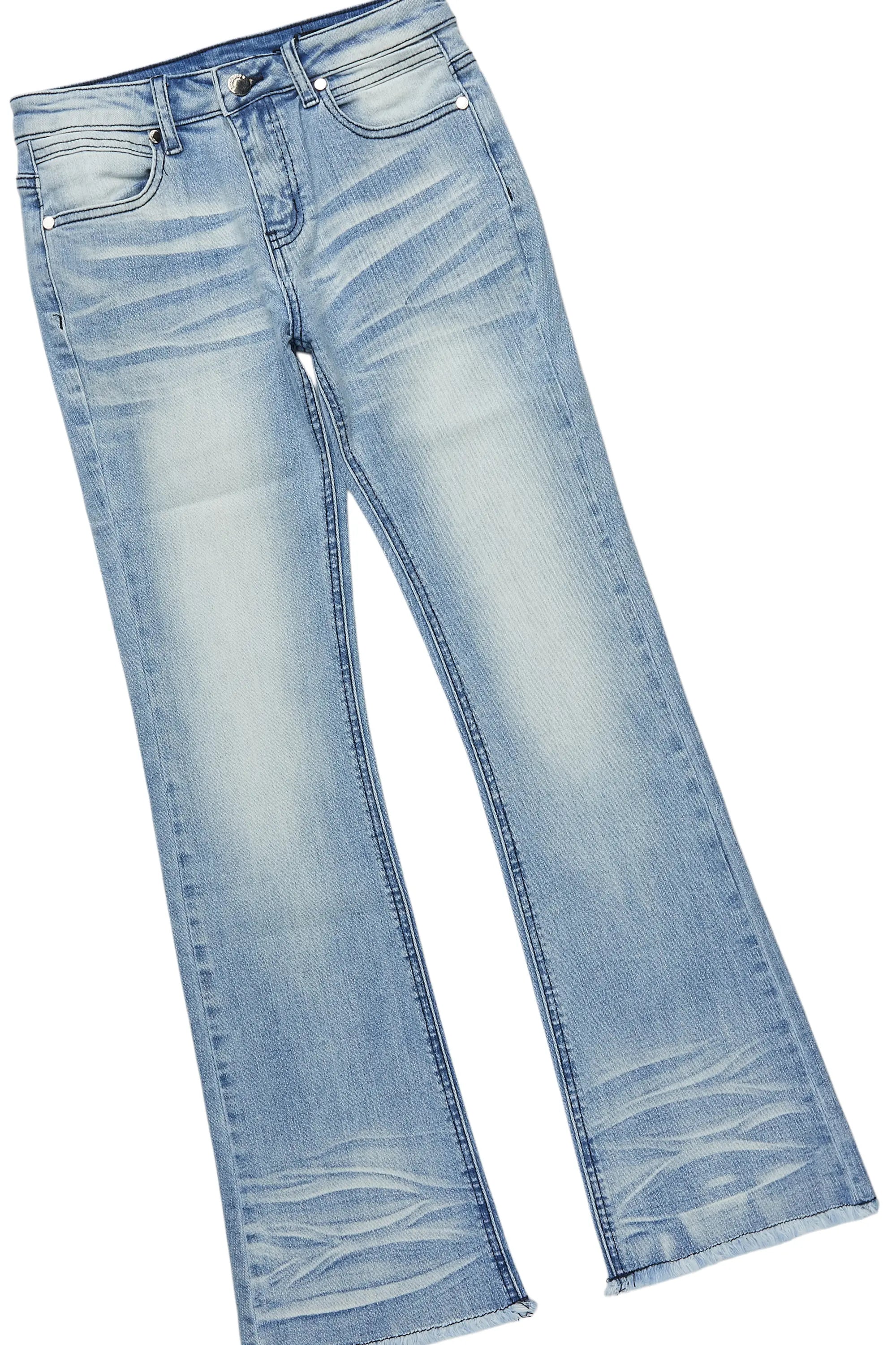 Boys Beau Navy/Blue Hoodie/Stacked Flare Jean Set