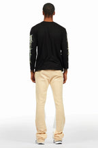 Waller Black/Beige Long Sleeve T-Shirt/Baggy Pant Set
