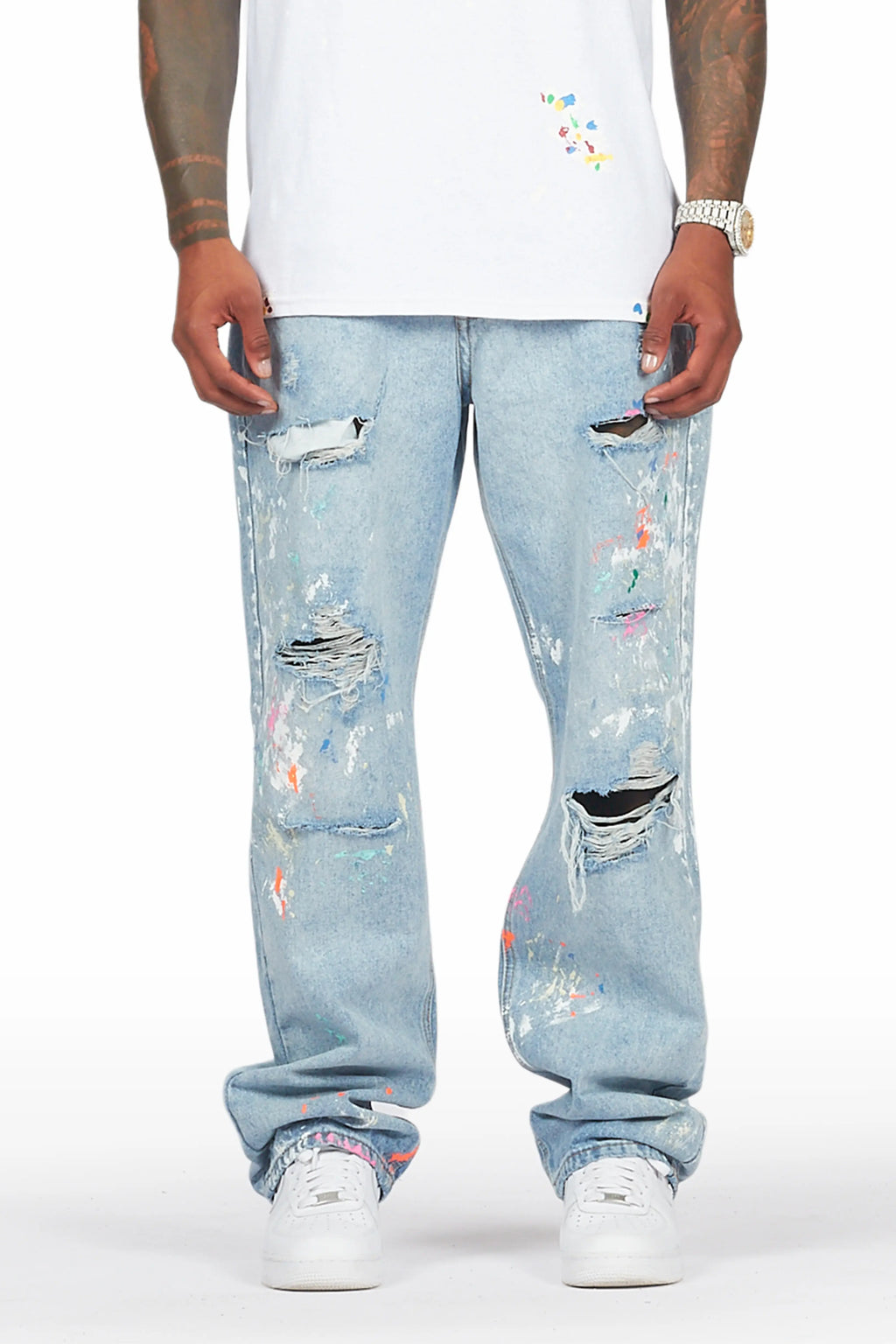 Zasha Light Blue Painter Baggy Jean