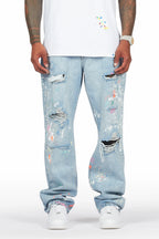 Zasha Light Blue Painter Baggy Jean