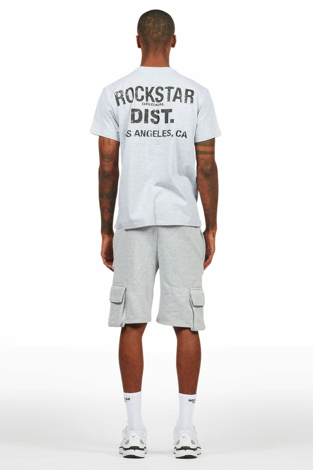 Raffer Heather Grey/Black T-Shirt Cargo Shorts Set