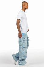 Lake White/Blue T-Shirt/Baggy Fit Cargo Jean Set
