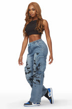 Kailynn Light Wash Painted Cargo Jean