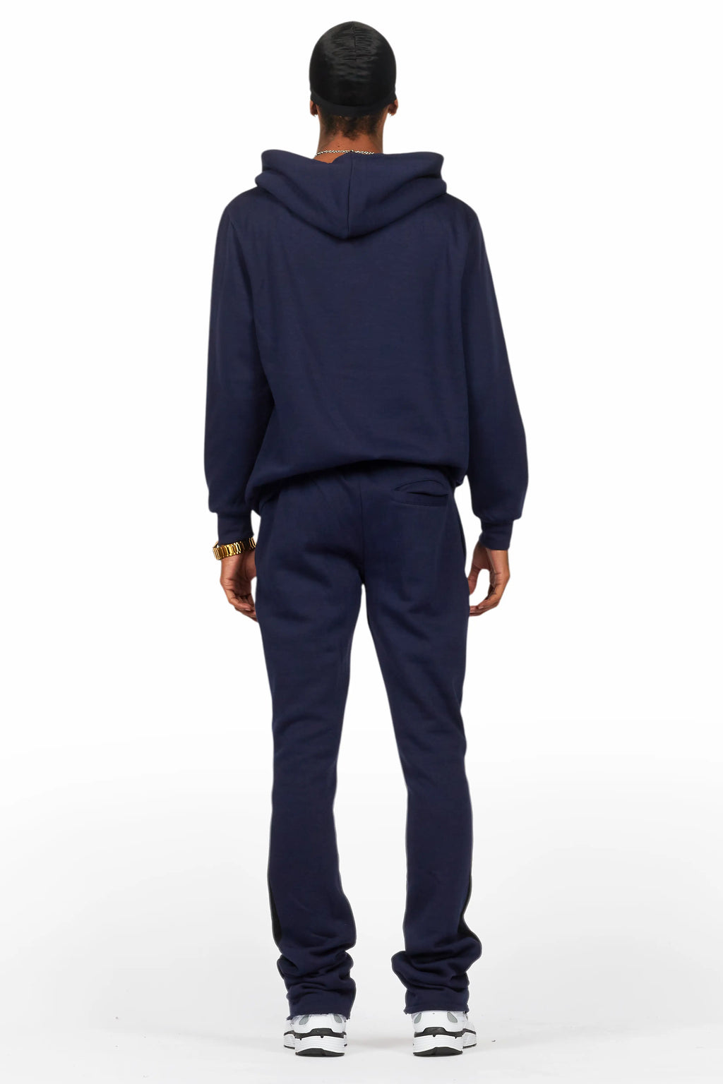 Basic Navy Hoodie/Stacked Flare Track Set