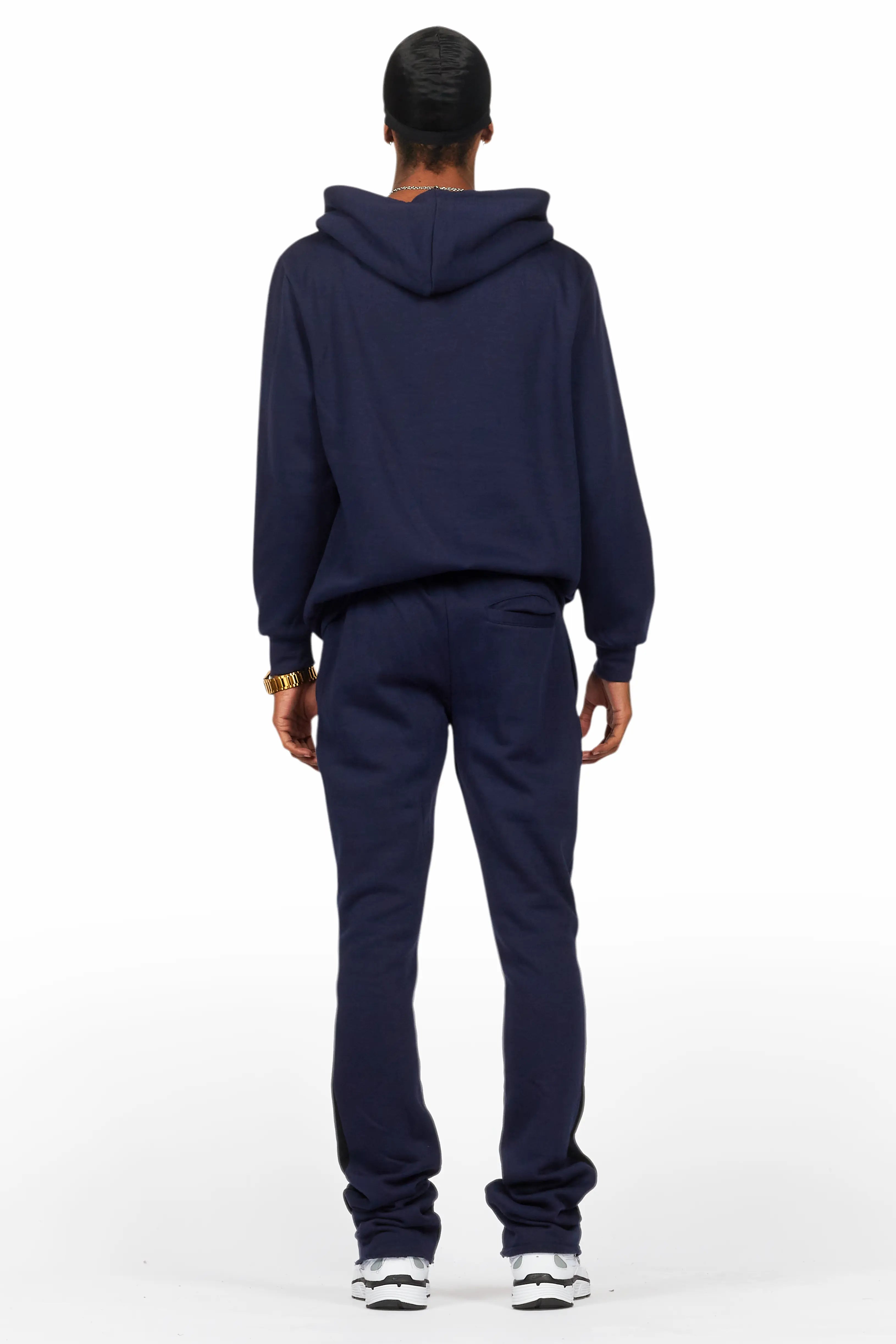 Basic Navy Hoodie/Stacked Flare Track Set