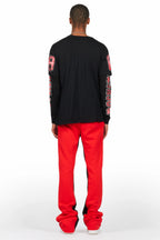Fields Black/Red Double Layer T-Shirt/Baggy Pant Set