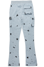 Radko Heather Grey Stacked Flare Cargo Pants