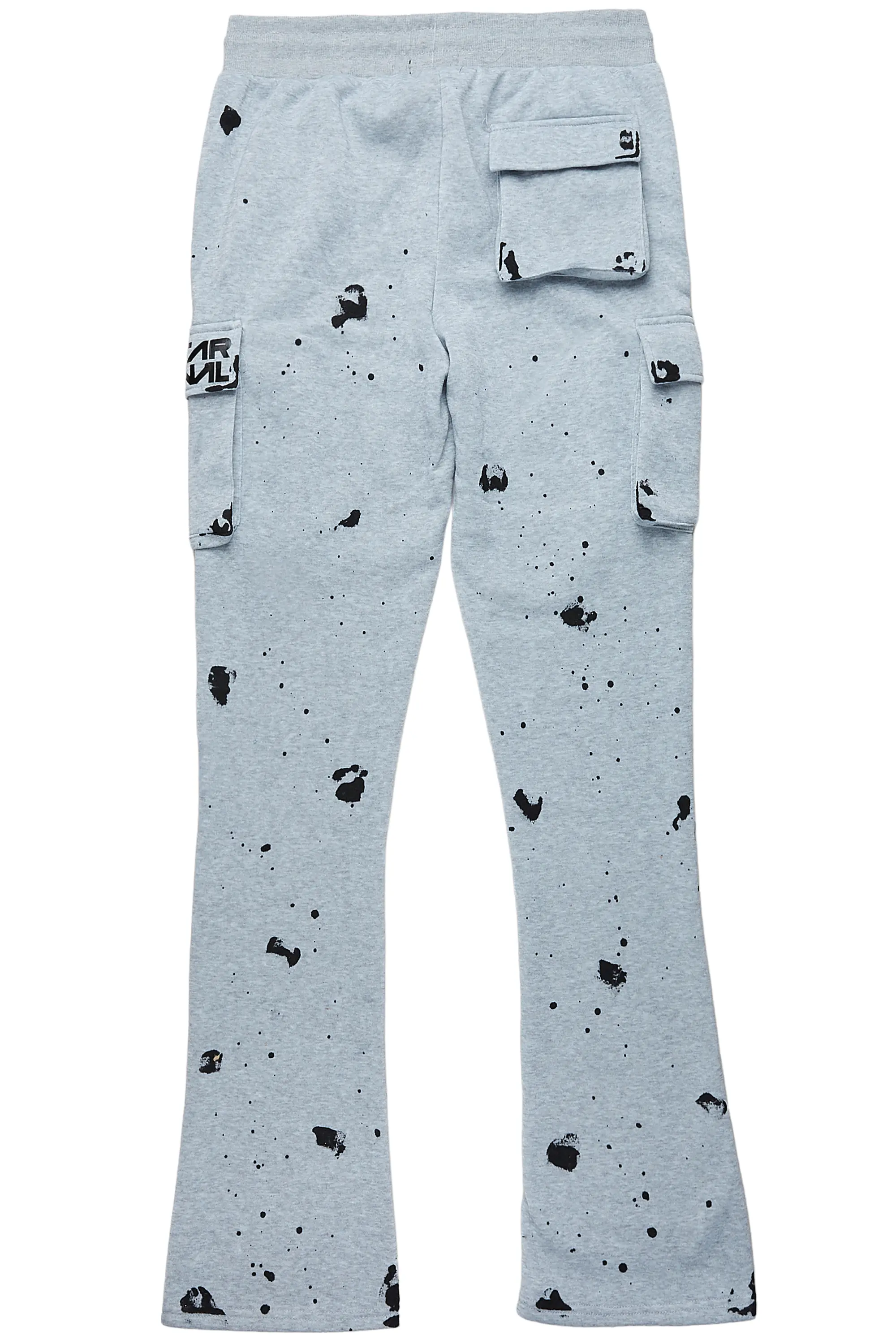 Radko Heather Grey Stacked Flare Cargo Pants