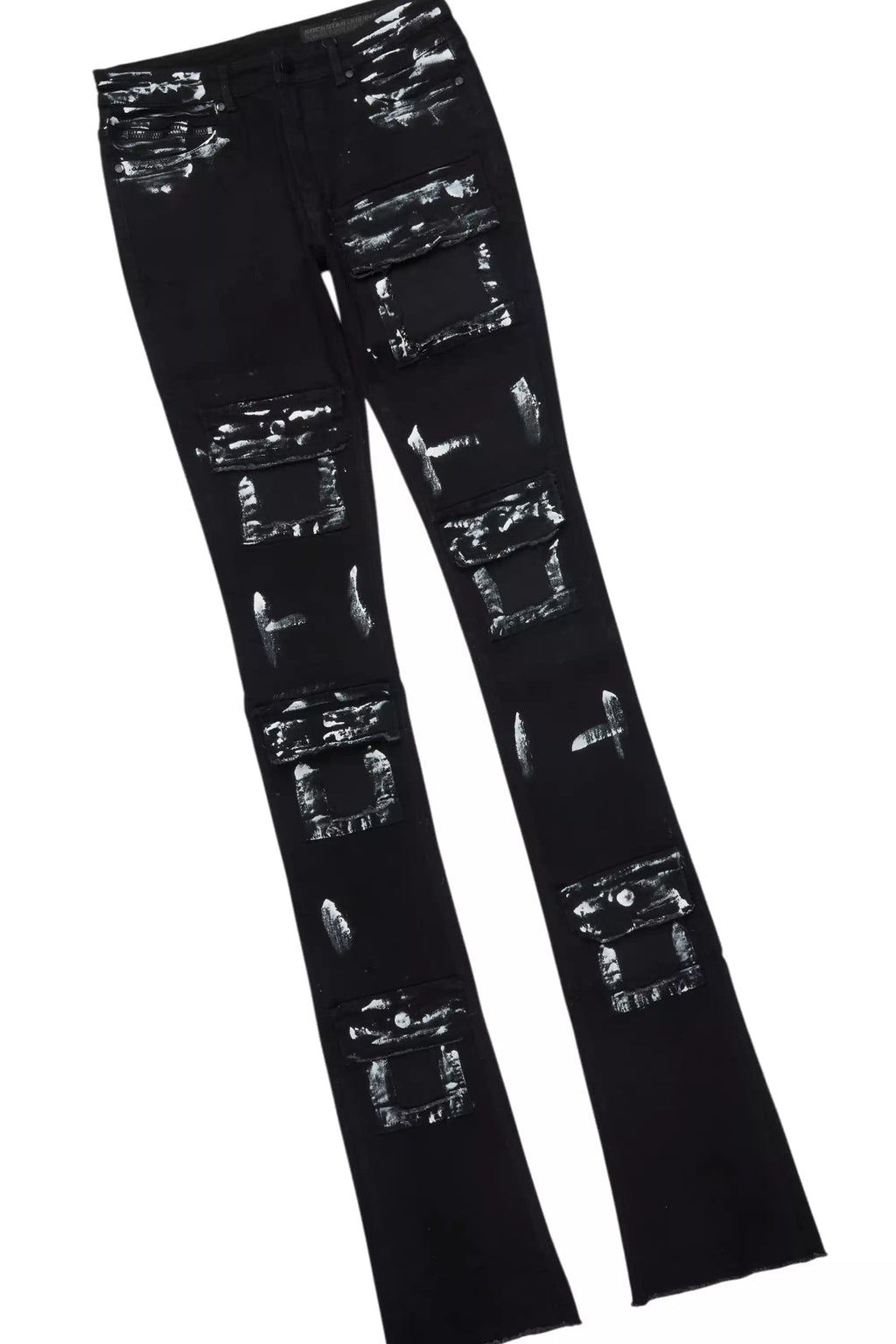 Tarl Black Oversized T-Shirt/Painted Super Stacked Flare Jean Bundle