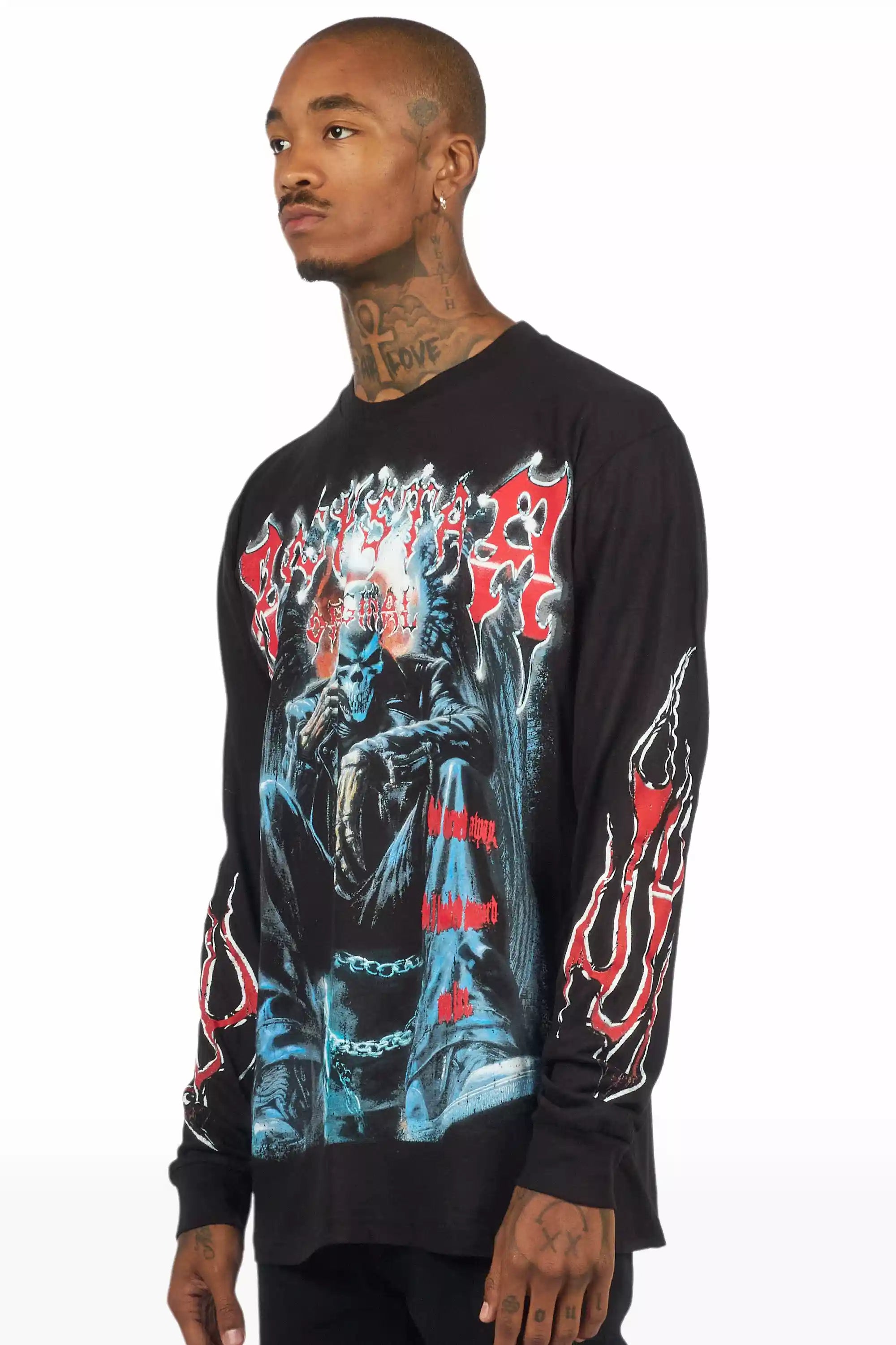 Krowne Black/Red Long Sleeve Graphic T-Shirt