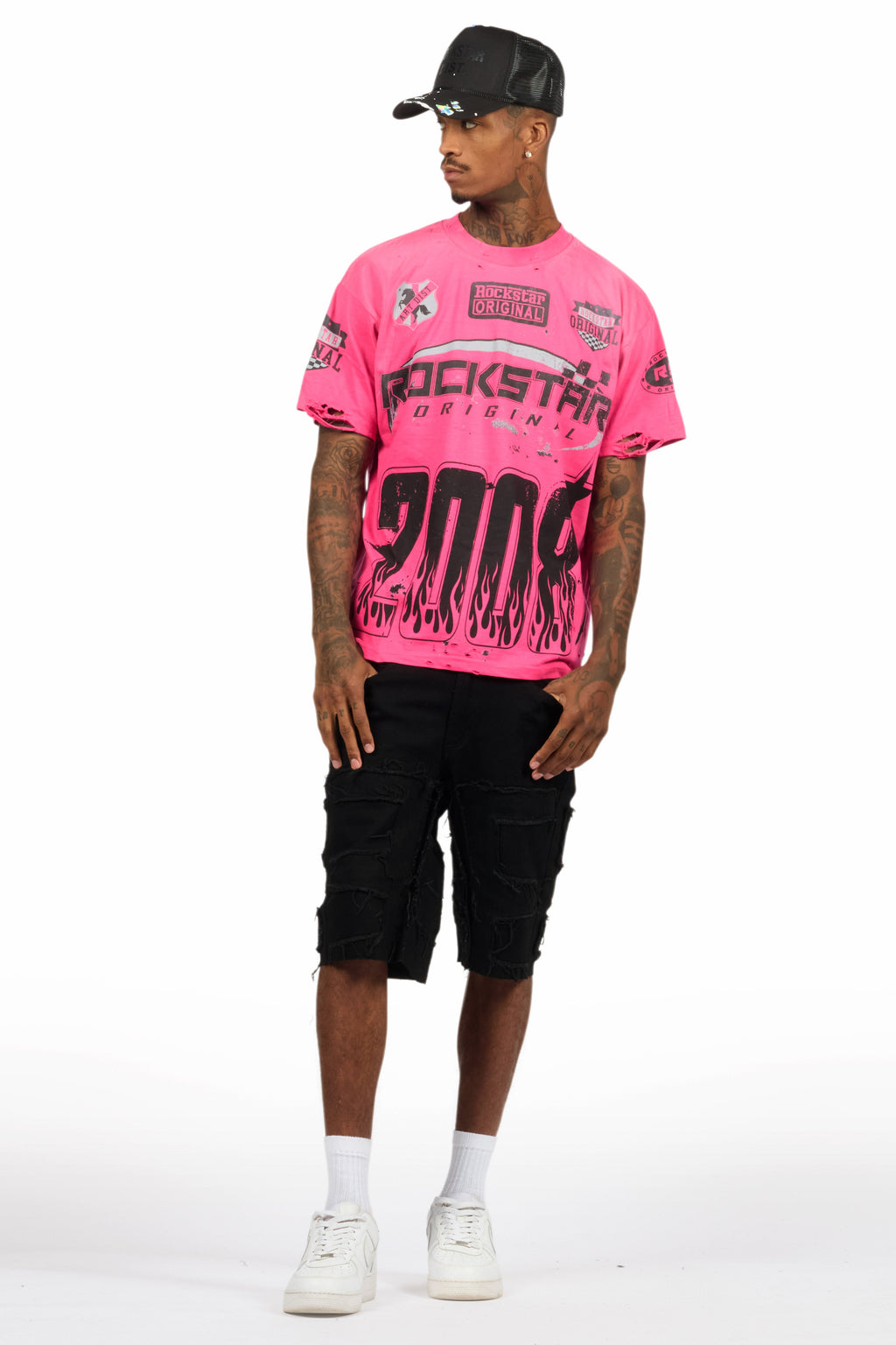 Amos Fuchsia/Black Graphic T-Shirt