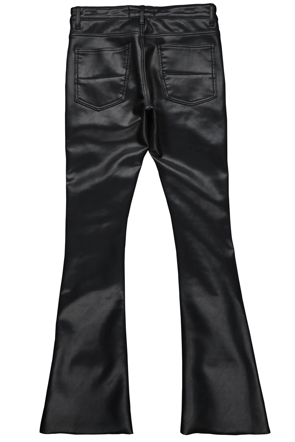 Remi Black Faux Leather Stacked Flare Jean