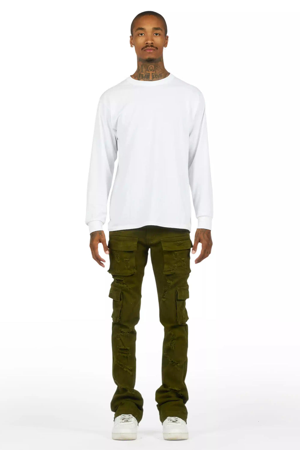 Zaid Olive Stacked Flare Jean