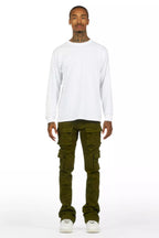 Zaid Olive Stacked Flare Jean