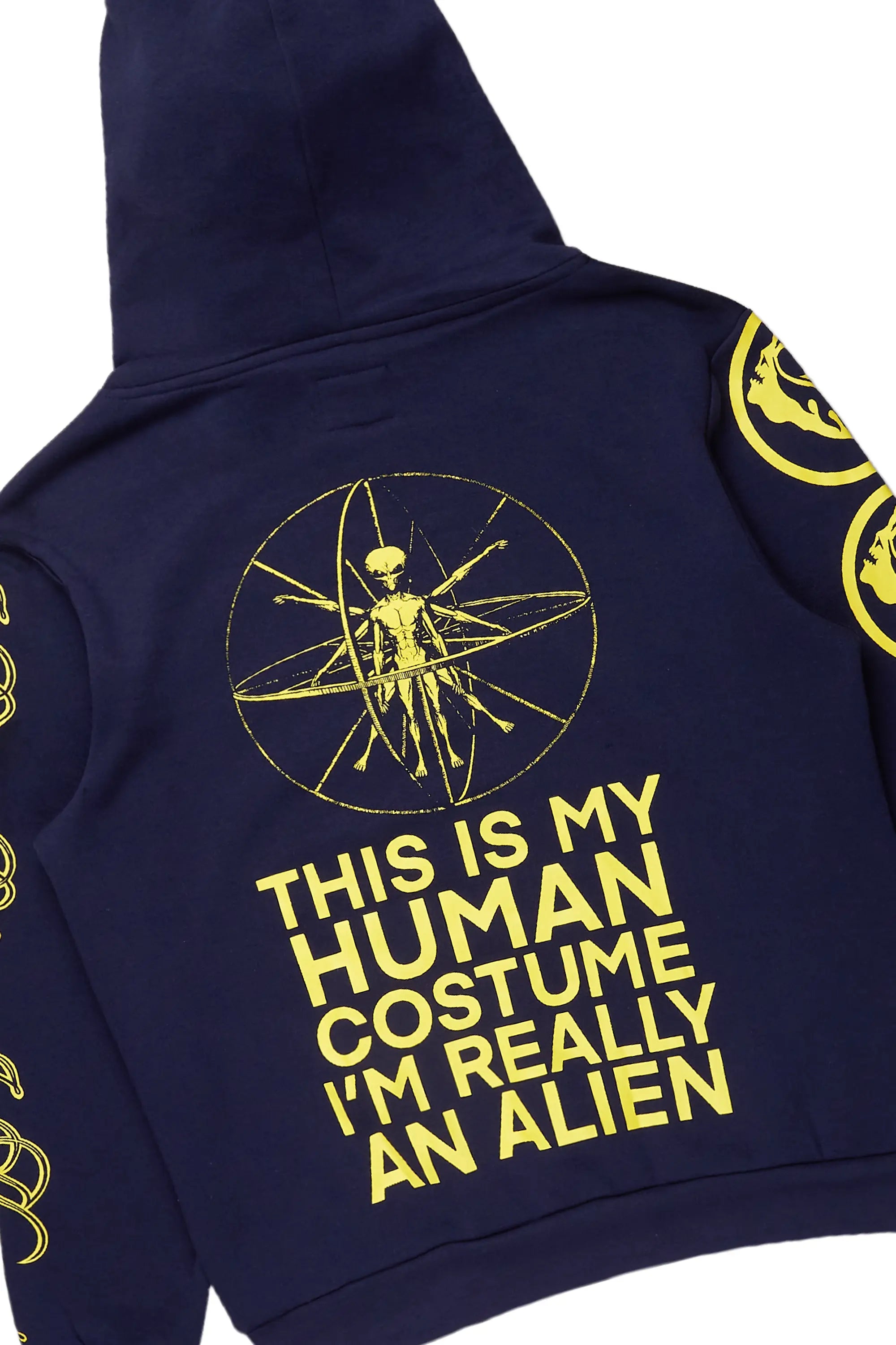 Yarden Navy Hoodie/Super Stacked Flare Pant Track Set