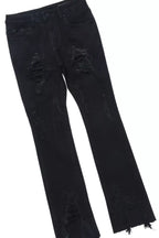 Boys Nesta Black/Yellow T-Shirt/Stacked Flare Jean Set