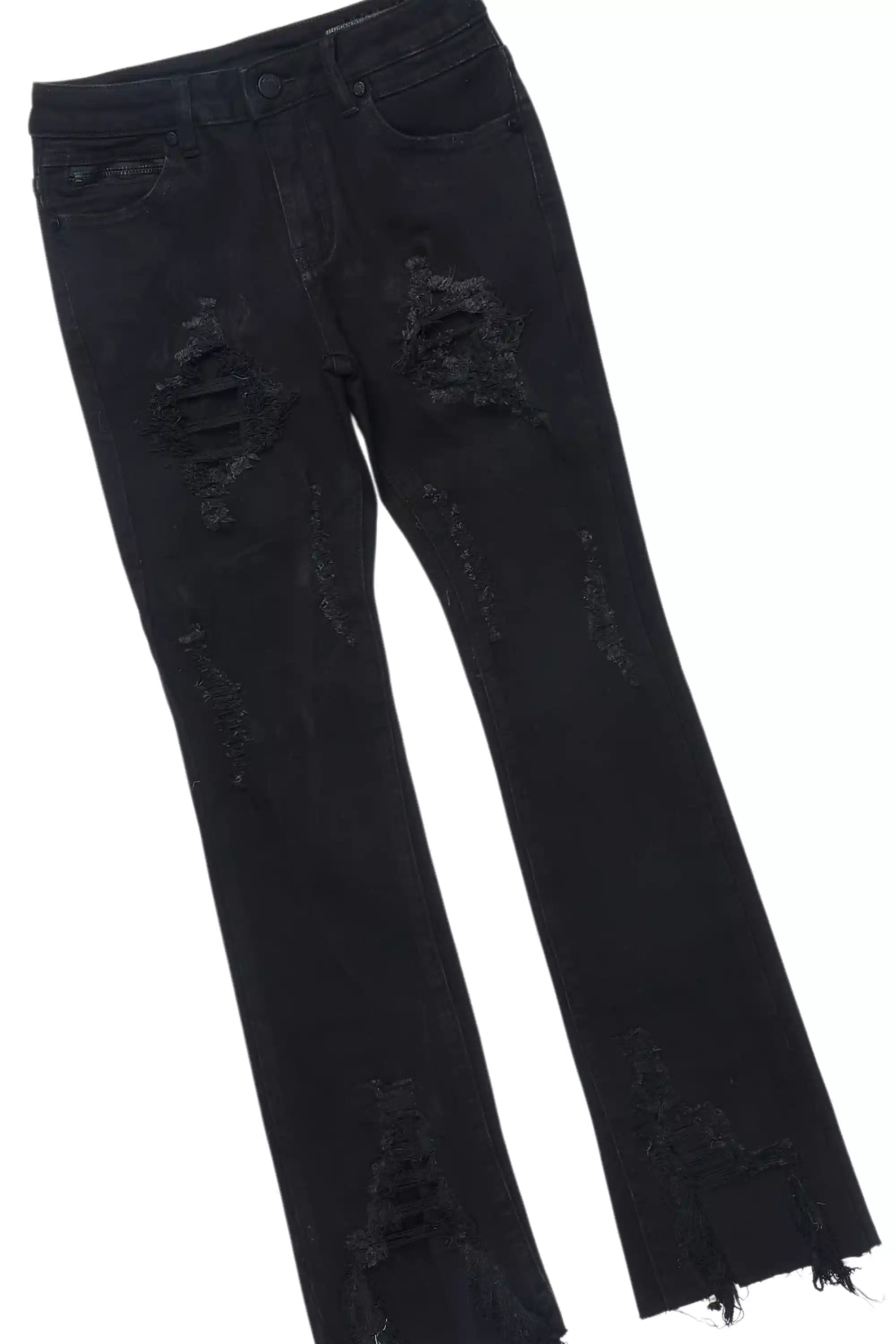 Boys Nesta Black/Yellow T-Shirt/Stacked Flare Jean Set