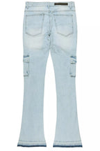 Zaid Blue Stacked Flare Jean