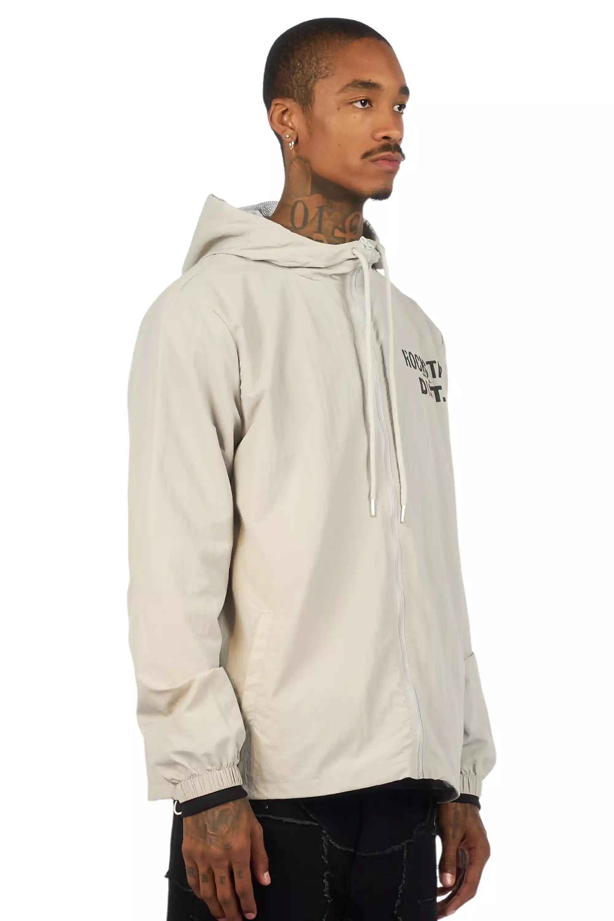 Lake Grey Graphic Windbreaker