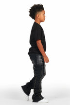 Boys Hutch Black Wash Stacked Flare Jean