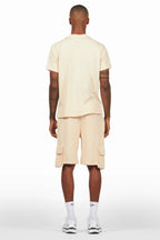 Sana Beige T-Shirt Cargo Shorts Set