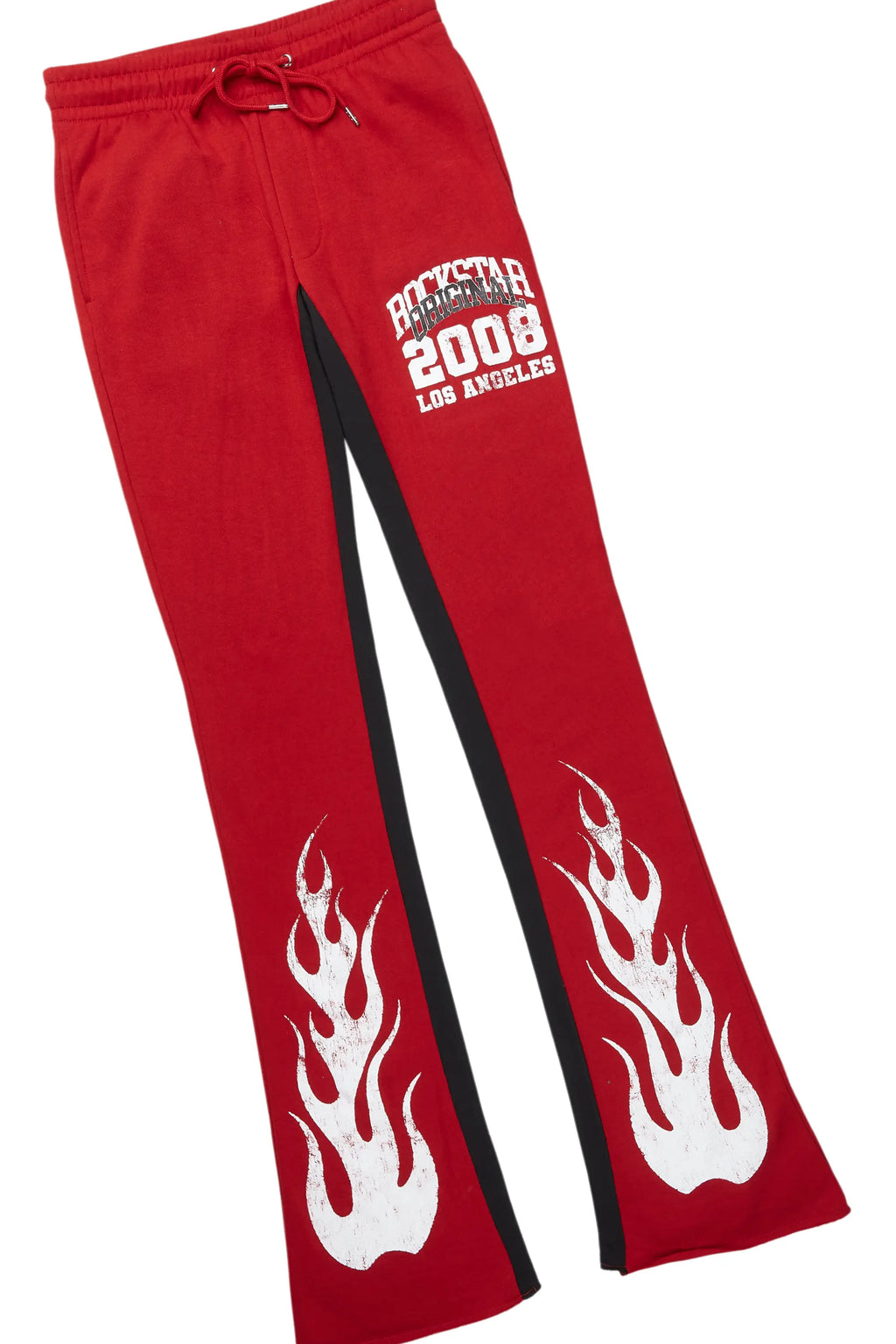 Edel Black/Burgundy T-Shirt/Stacked Baggy Track Pant Set