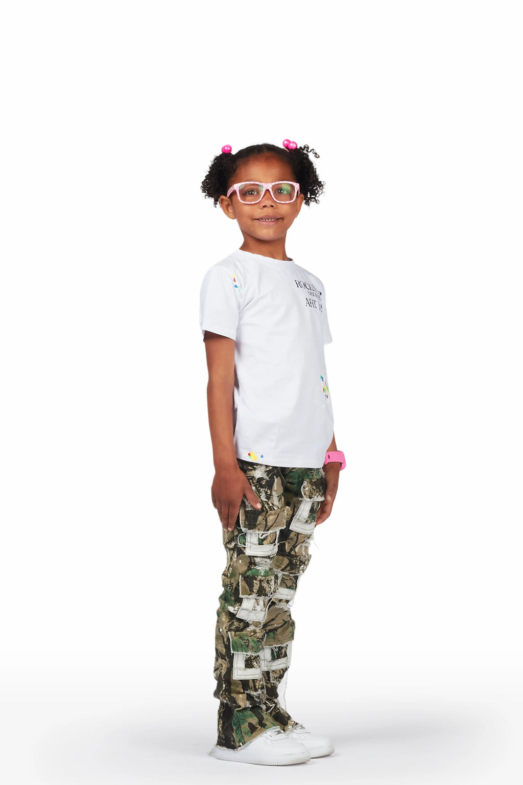 Girls Aalia Tree Camo Super Stacked Flare Jean