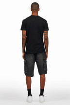 Tally Black T-Shirt/Denim Short Set