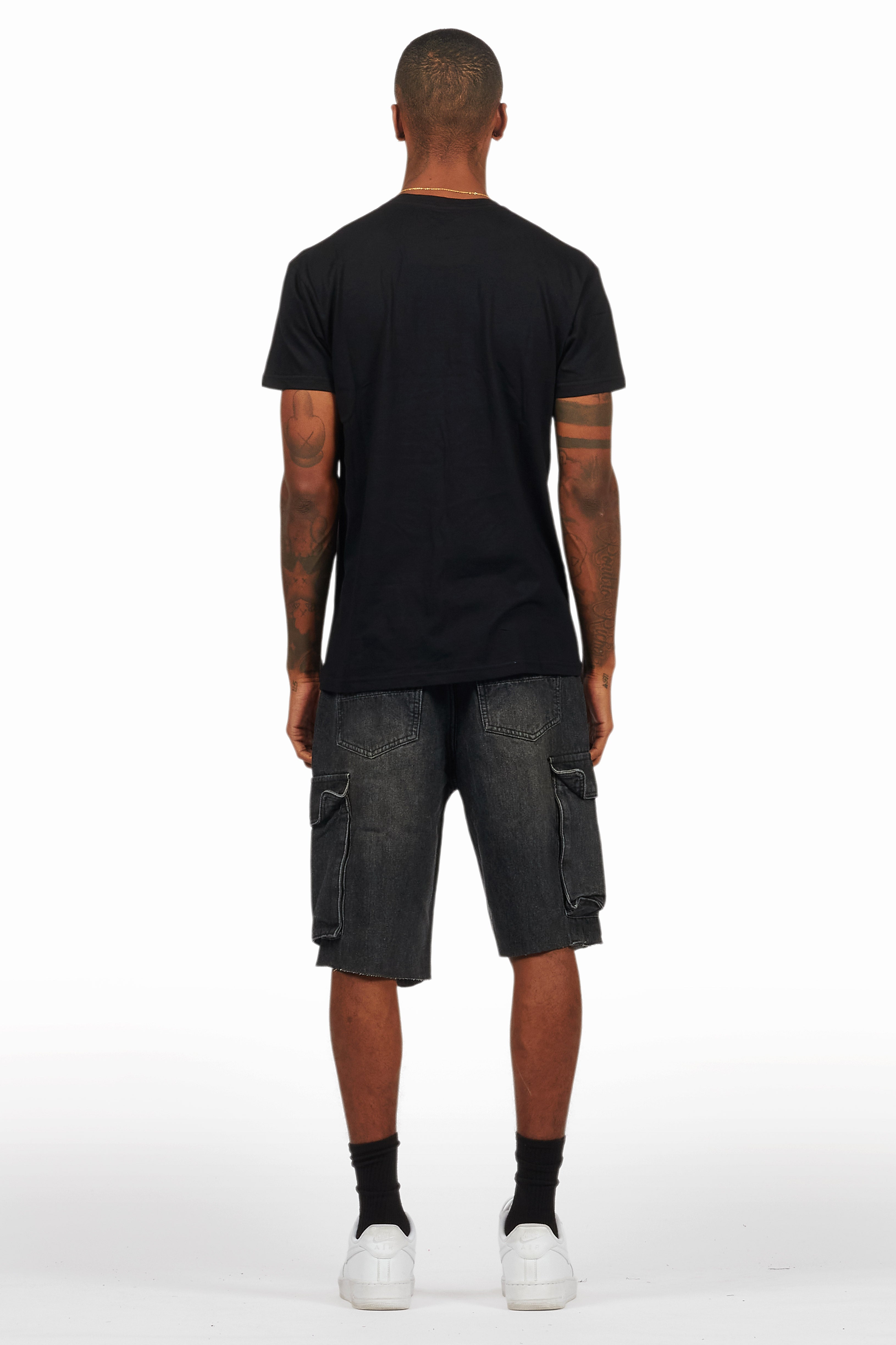 Tally Black T-Shirt/Denim Short Set