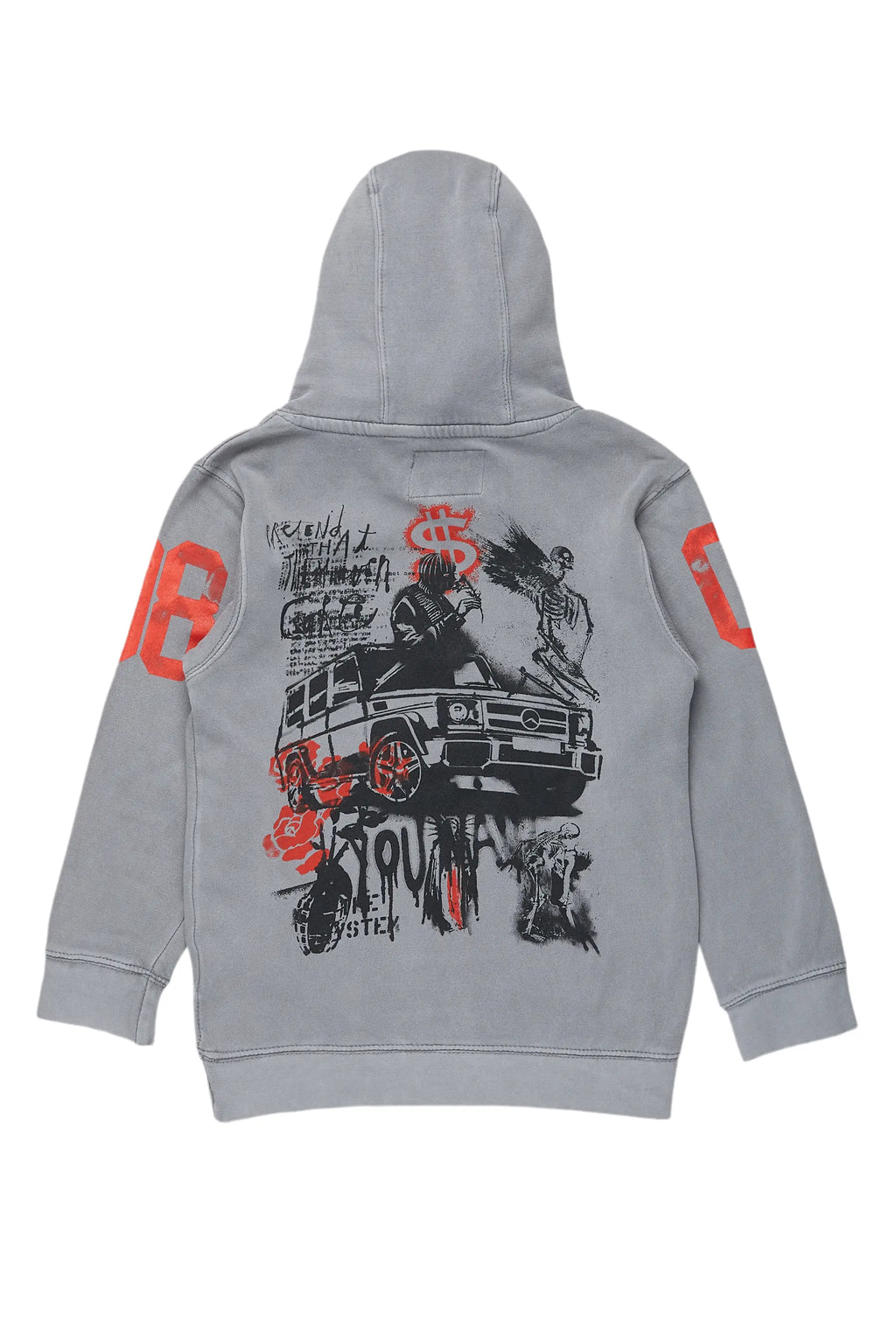 Boys Beau Vintage Grey Graphic Hoodie