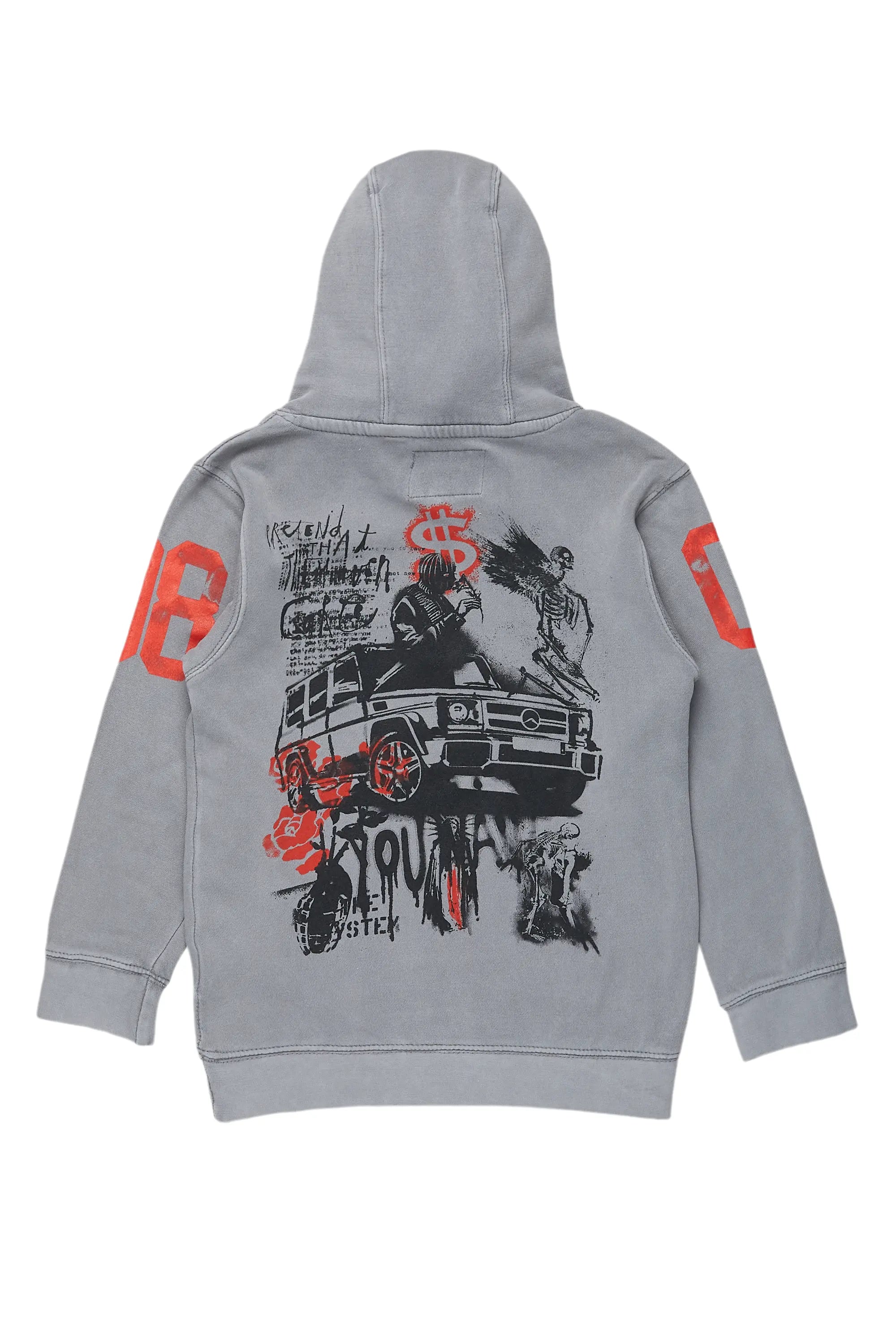 Boys Beau Vintage Grey Graphic Hoodie