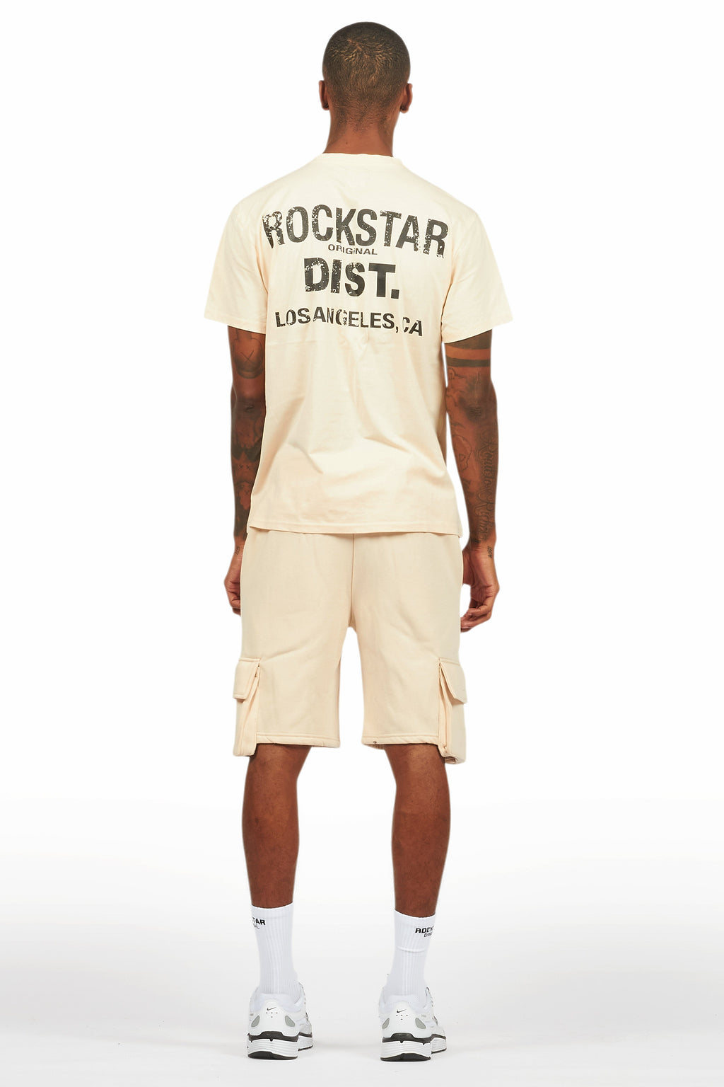 Raffer Beige/Black T-Shirt Cargo Shorts Set