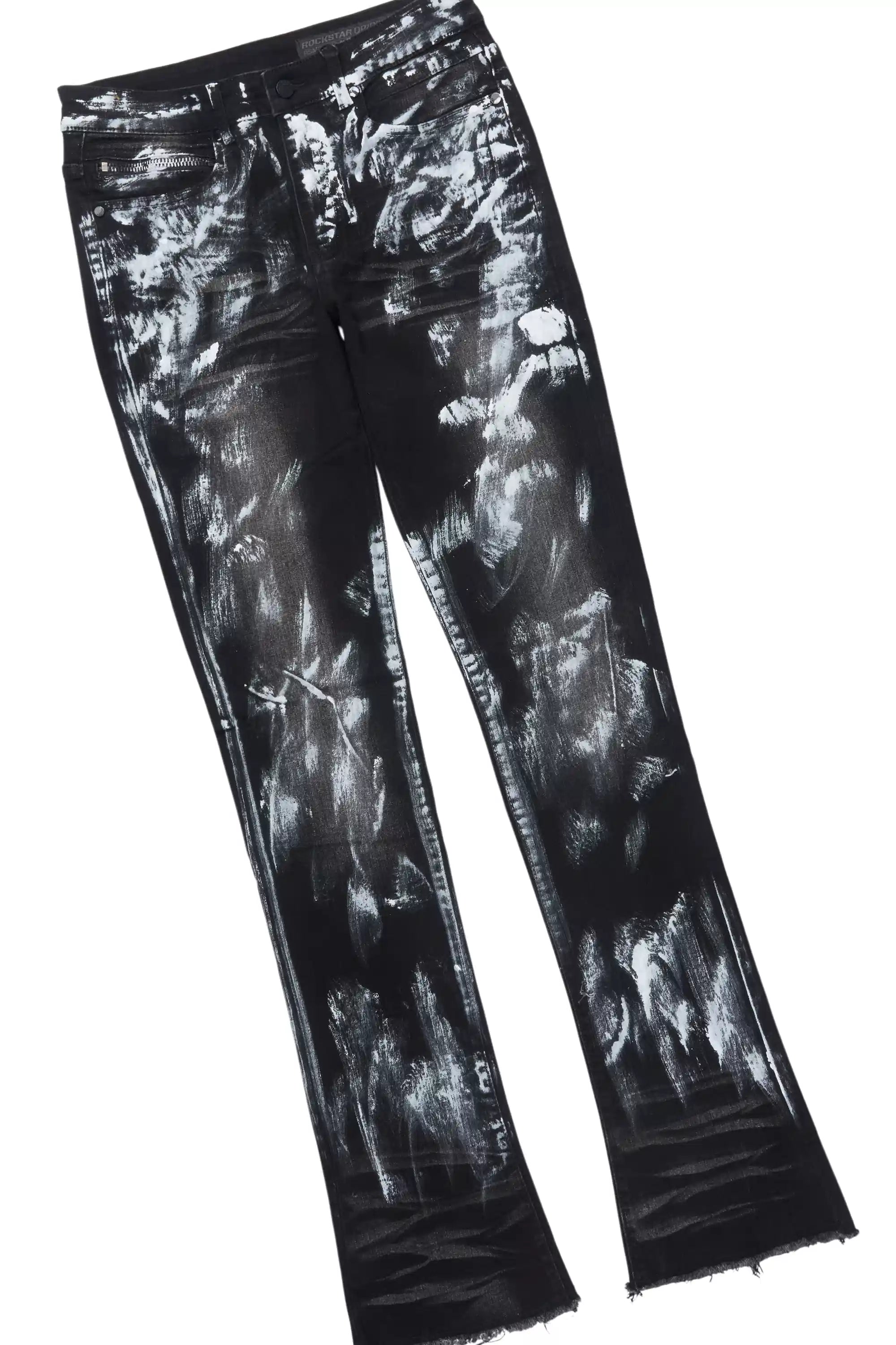 Schmear Black Oversized Graphic T-Shirt/Painted Stacked Flare Jean Bundle