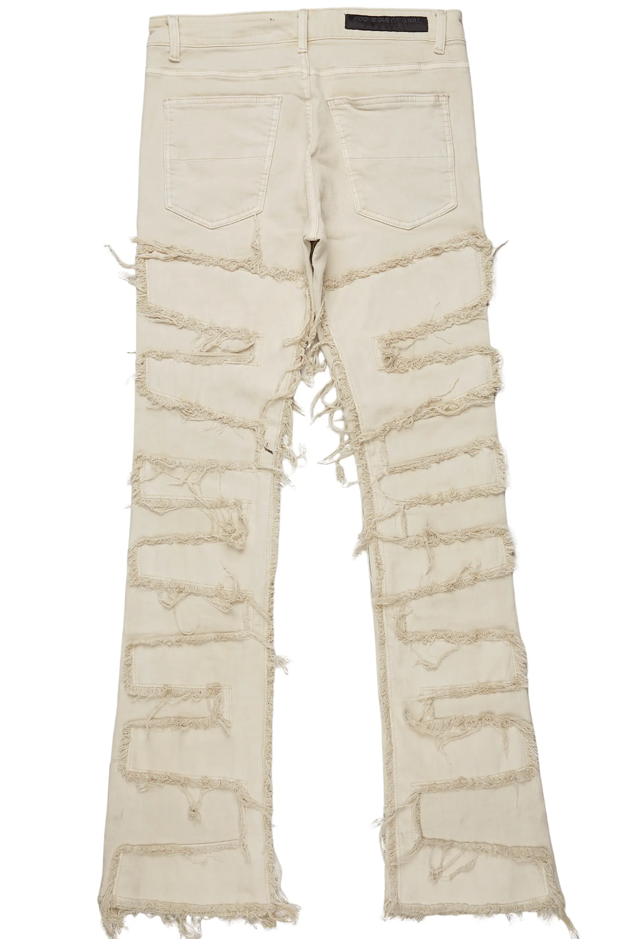 Tacito Beige Painter Stacked Flare Jean