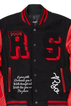 Leslee Black/Red Oversized Varsity Jacket