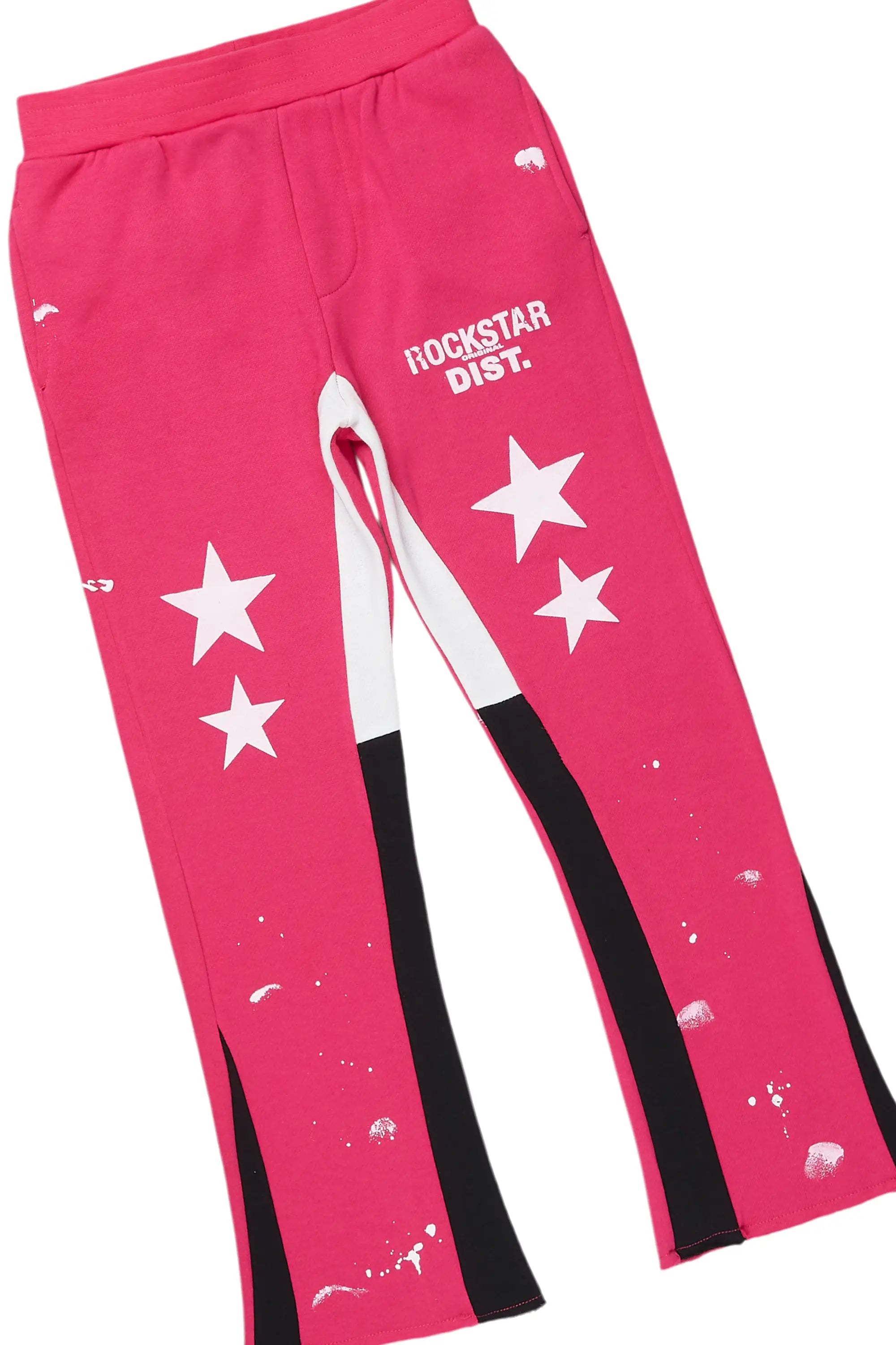 Girls Harlow Fuchsia Hoodie Stacked Flare Track Set