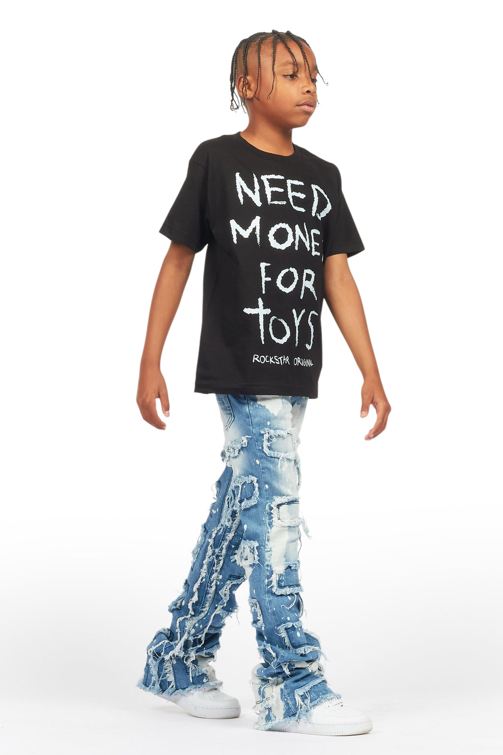 Boys Laban Light Blue Bleach Slim Stacked Flare Jean