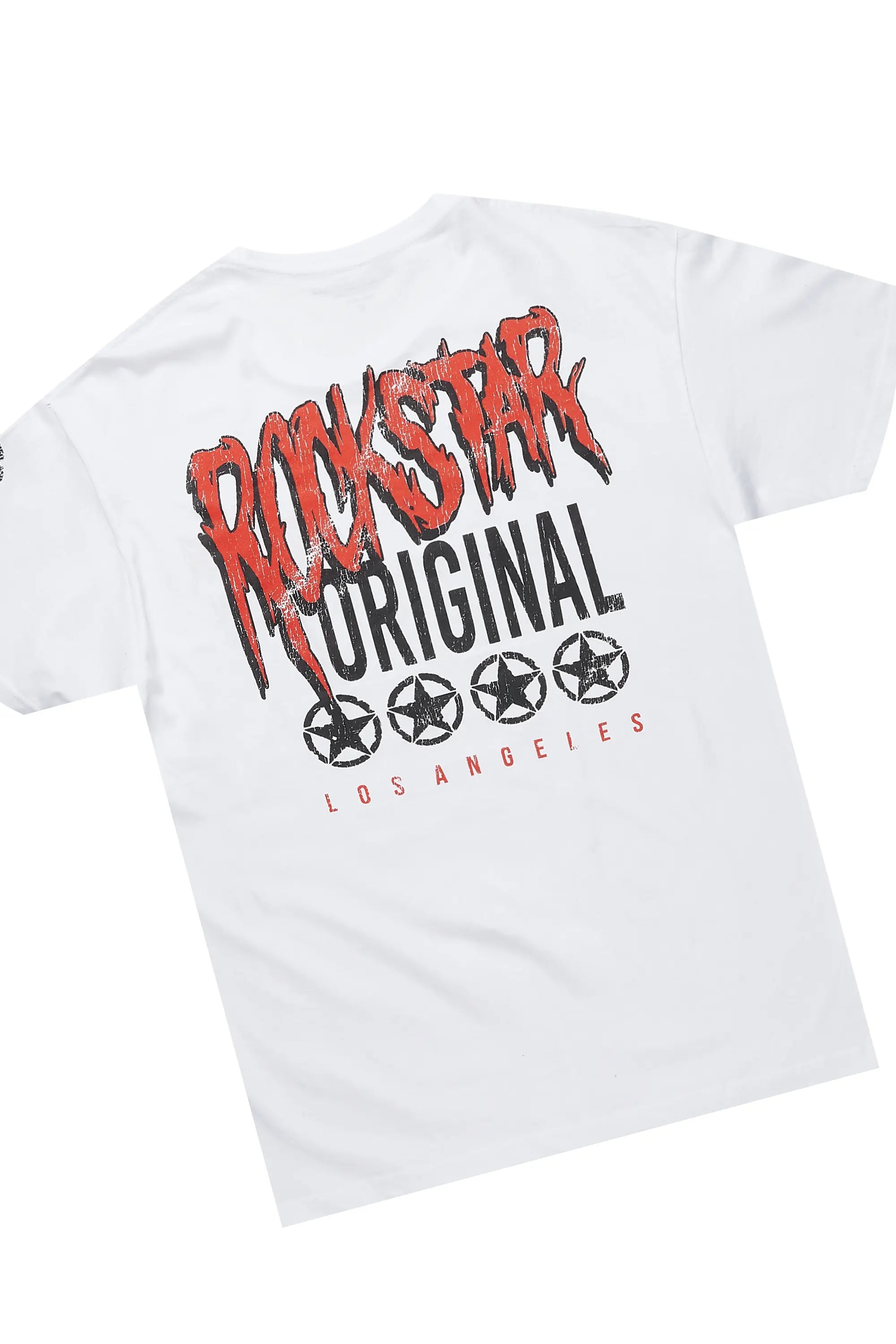 Wizzurd White/Red T-Shirt/Stacked Baggy Track Pant Set