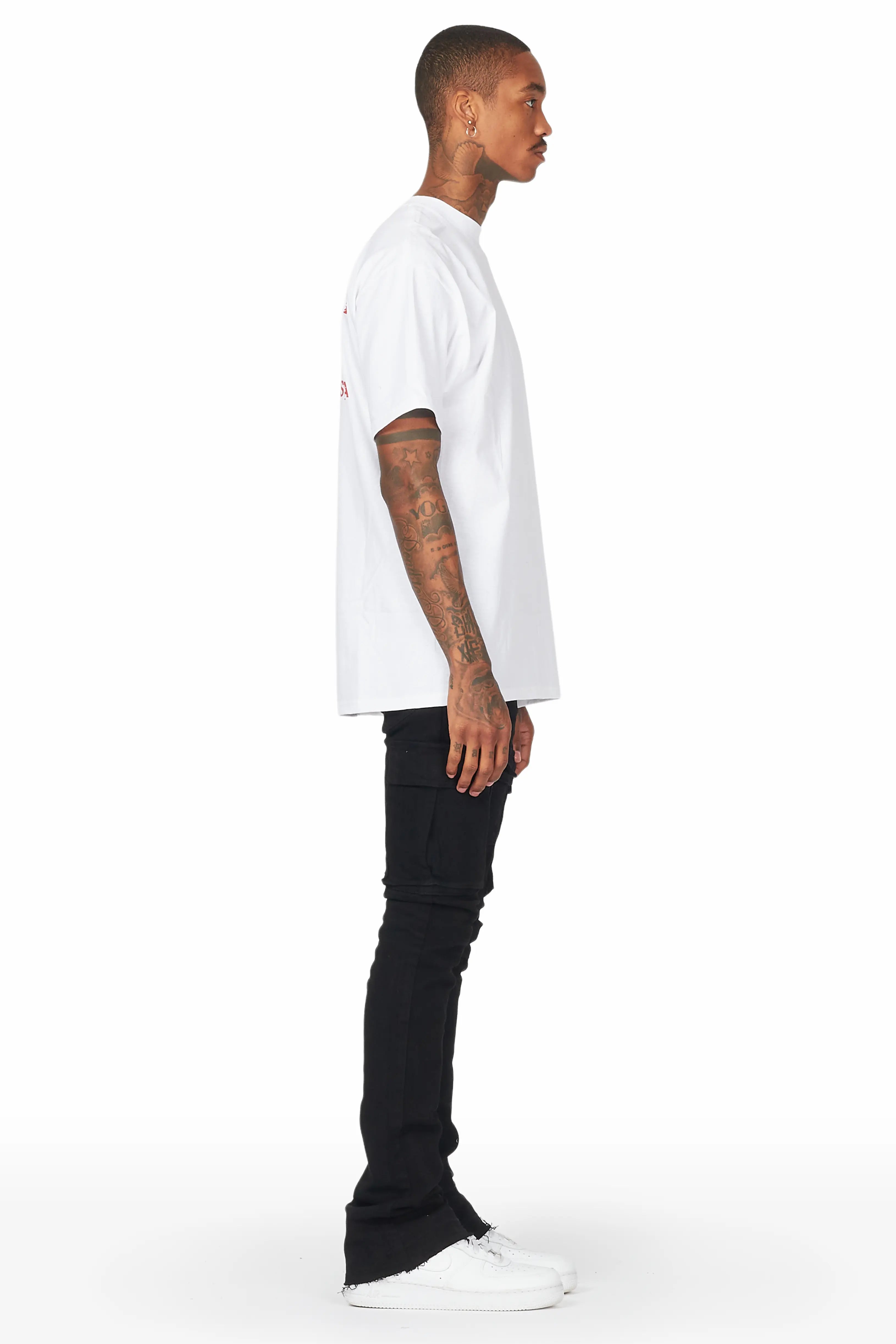 Sarg Black Cargo Stacked Flare Jean