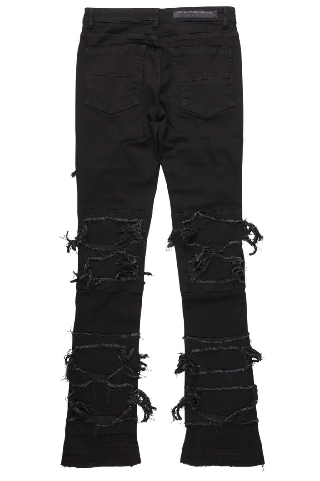 Vasco Jet Black Stacked Flare Jean