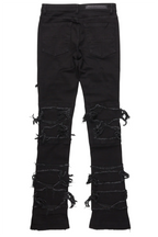 Vasco Jet Black Stacked Flare Jean