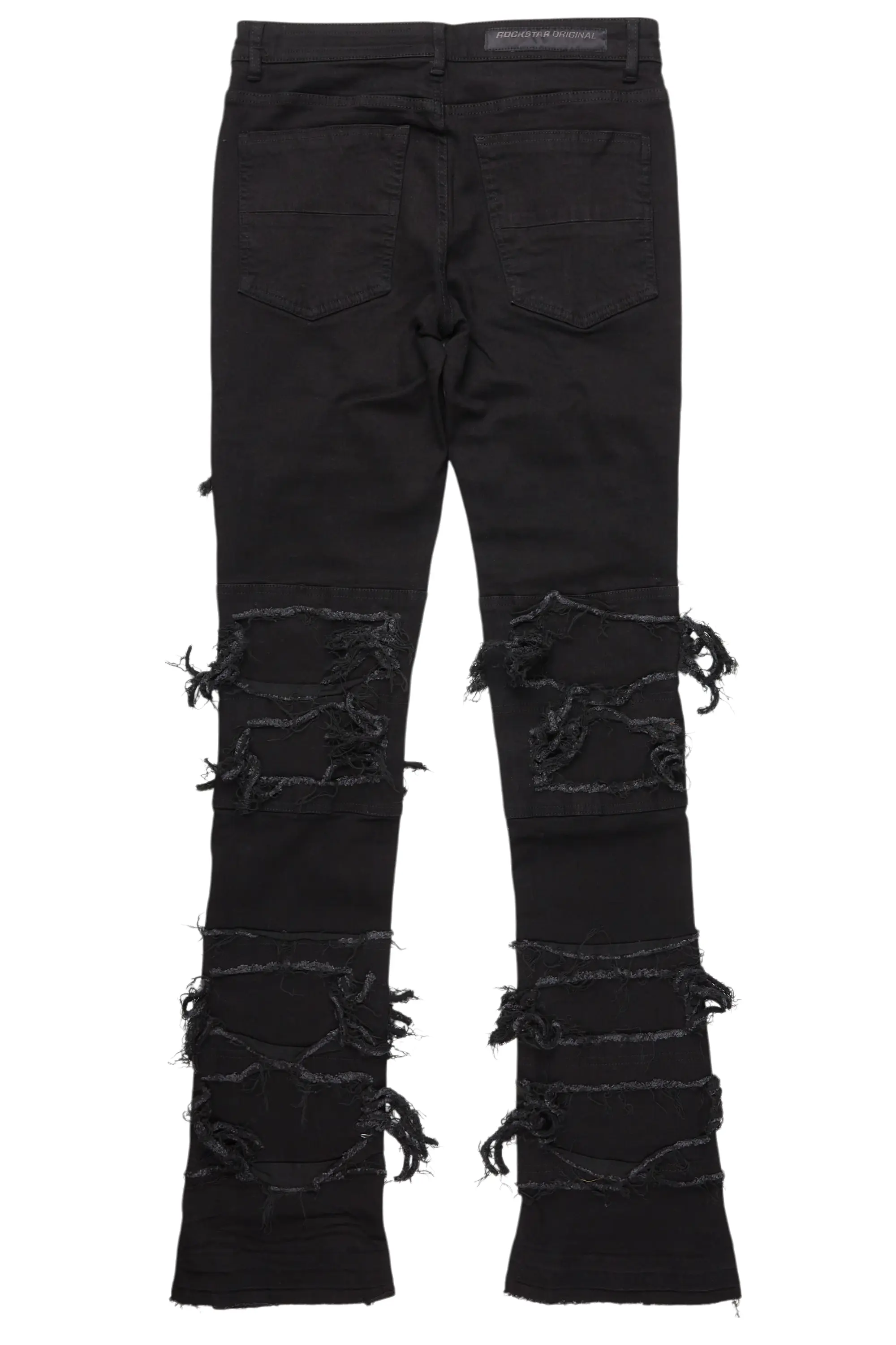 Vasco Jet Black Stacked Flare Jean