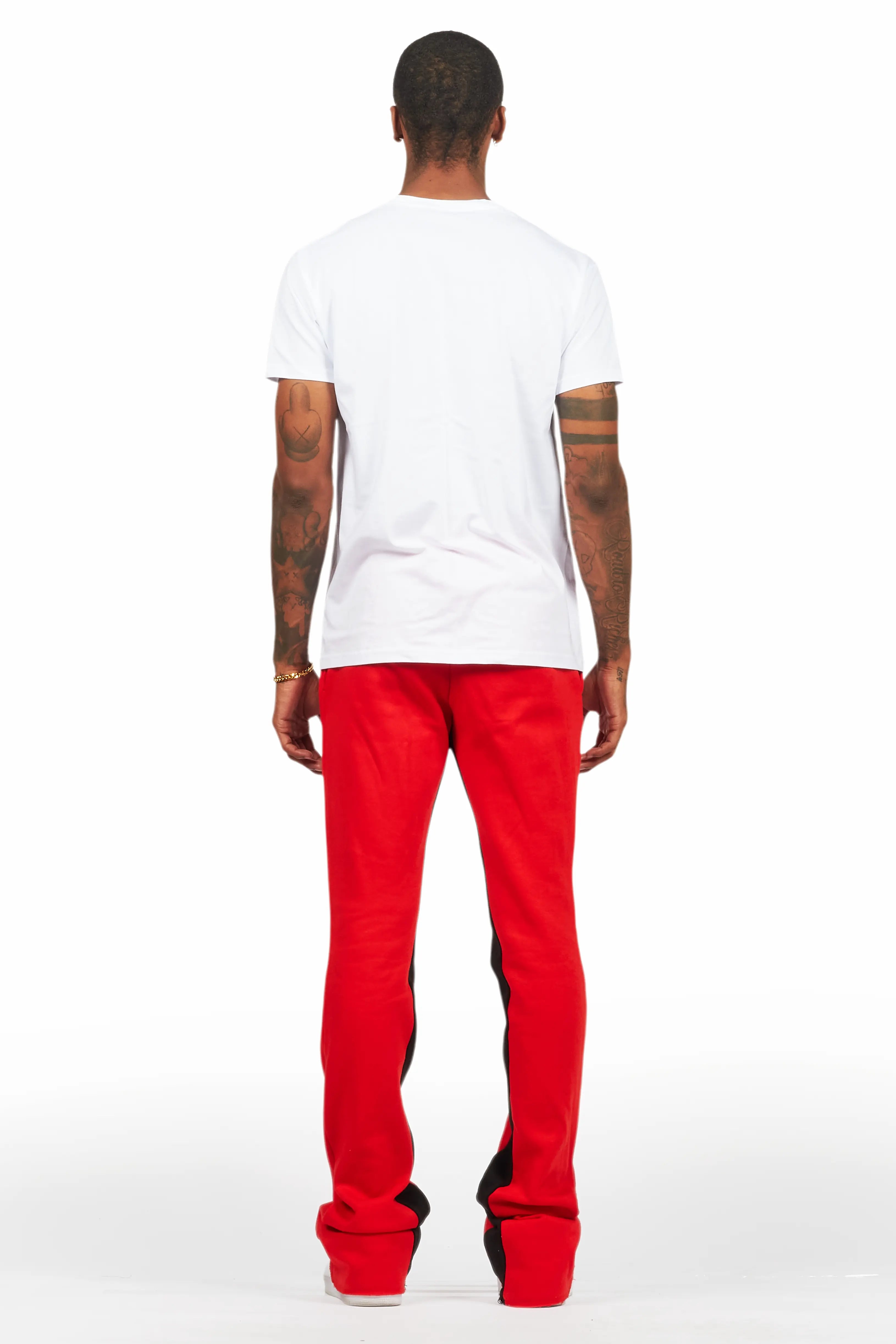 Racing Grung White/Red T-Shirt/Stacked Baggy Track Pant Set