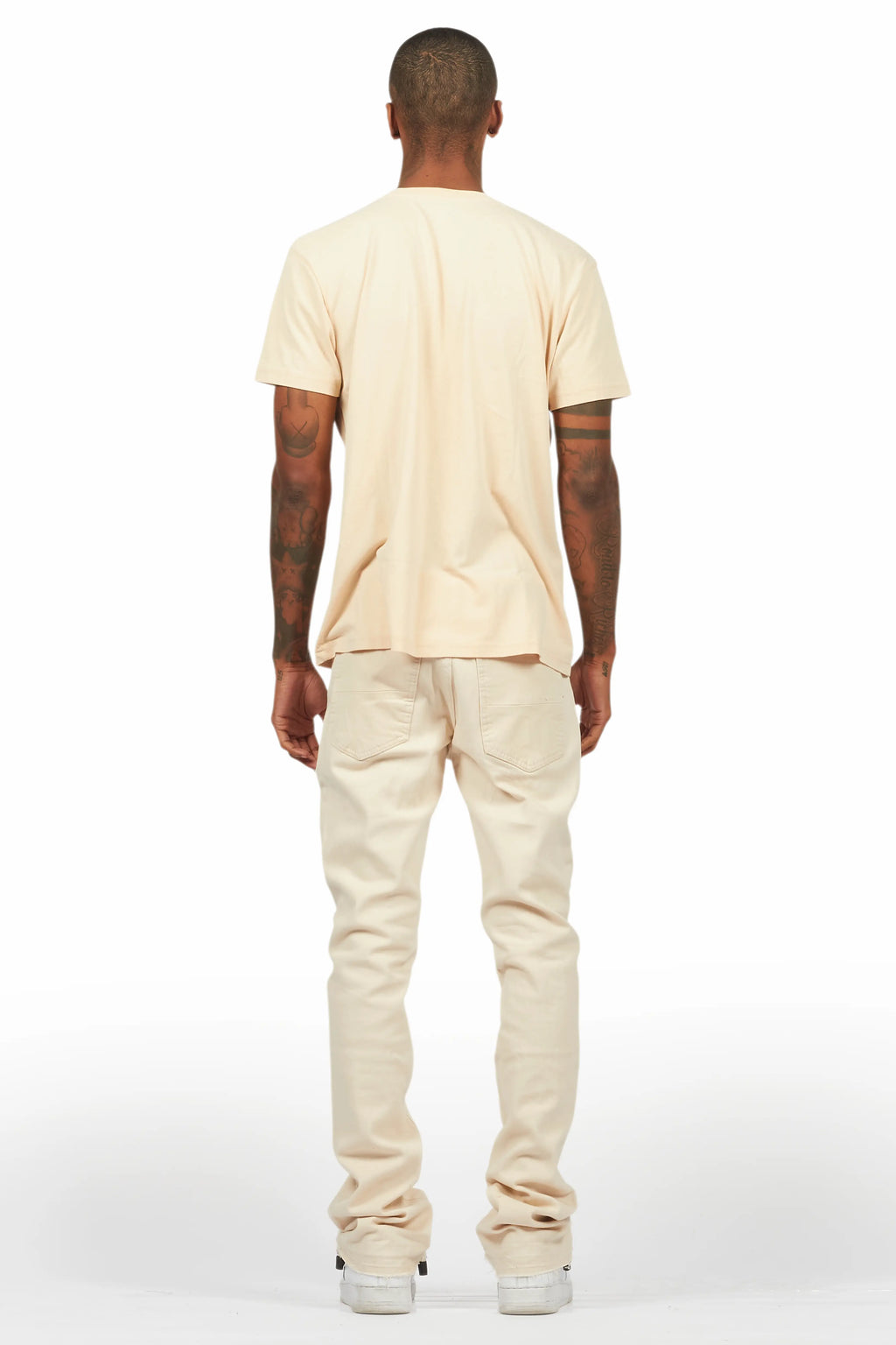 Sana Sand/Beige T-Shirt/Dag Stacked Flare Jean Set