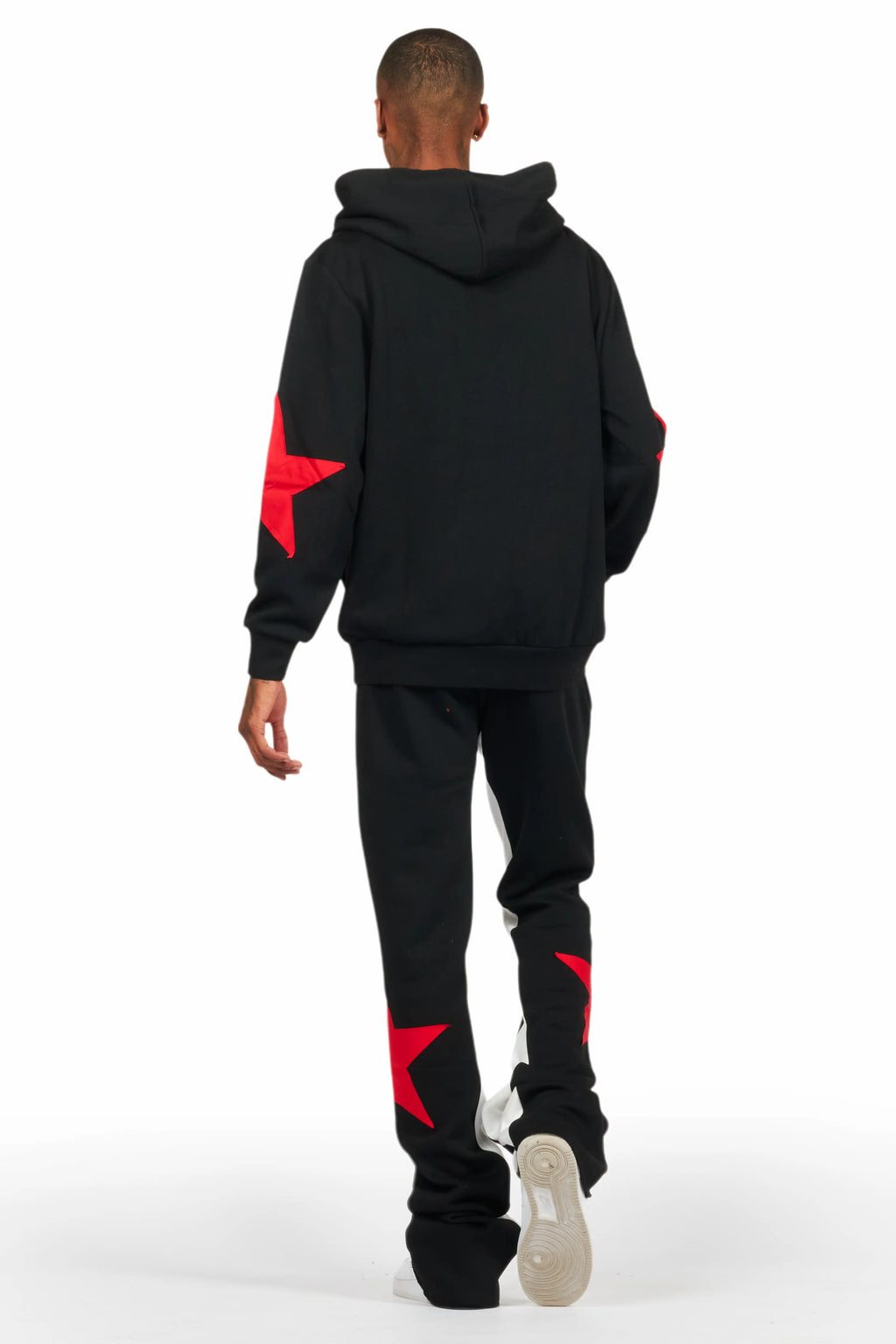 States Black/Red Baggy Stacked Hoodie Track Set